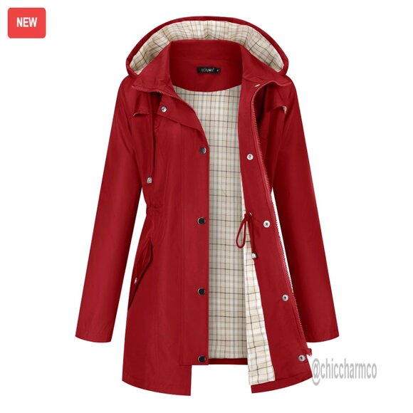 Waterproof Hiking Raincoat with Hood Lightweight Windproof Jacket for Outdoor